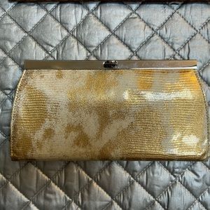 Gold and Silver Snake Skin Clutch